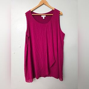 Susan Graver Liquid Knit Top Tank Flowy Burgandy Stretch Sleeveless Woman 2X